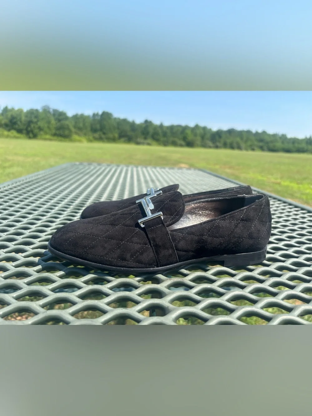 Tods Women Quilted Loafers Suede Diamond Pattern Italy Size 36
